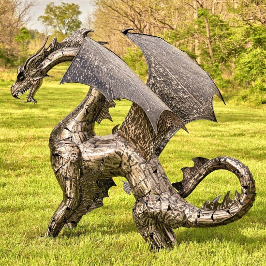 6 ft. Tall Large Metal Dragon Statue