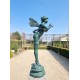 Large bronze angel - Bronze garden sculpture - Fairy with flute