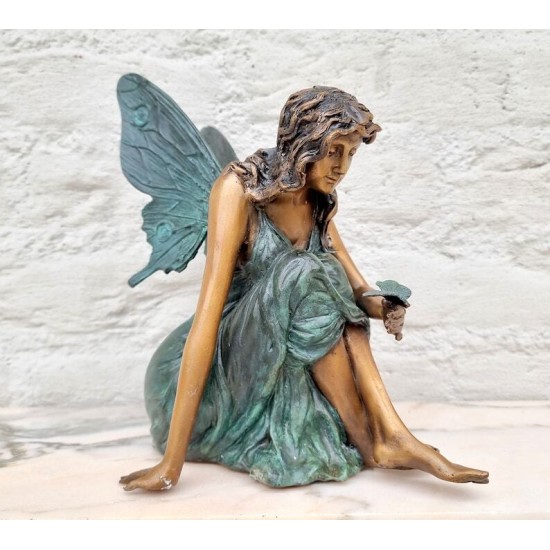 Bronze elf - Fairy sculpture - Decorative sculpture of an angel - Bronze fairy