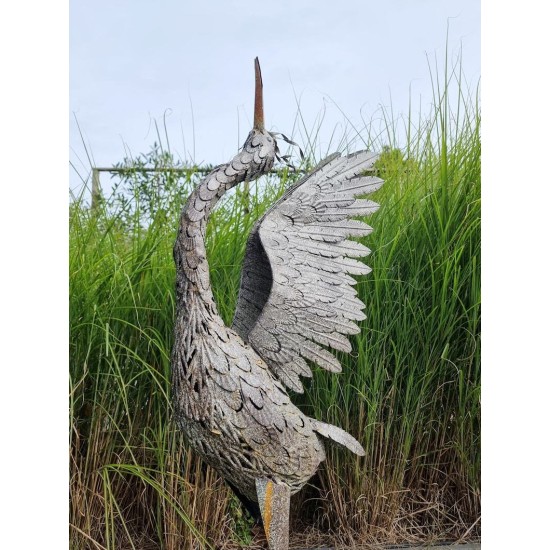 60" Extra Large Metal Heron Statue