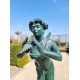 Large bronze angel - Bronze garden sculpture - Fairy with flute