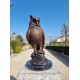 Bronze owl on marble base - Owl sculpture - Bronze owl