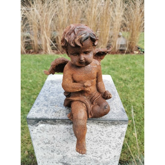 Antique garden sculpture of an Angel (boy) - Sitting model