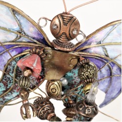 Miniature Fairy Shadowbox, Crystal Nature Shrine, Fantasy Fairy Garden, Miniature Garden Sculpture, Natural Quartz Crystal Steampunk Diorama