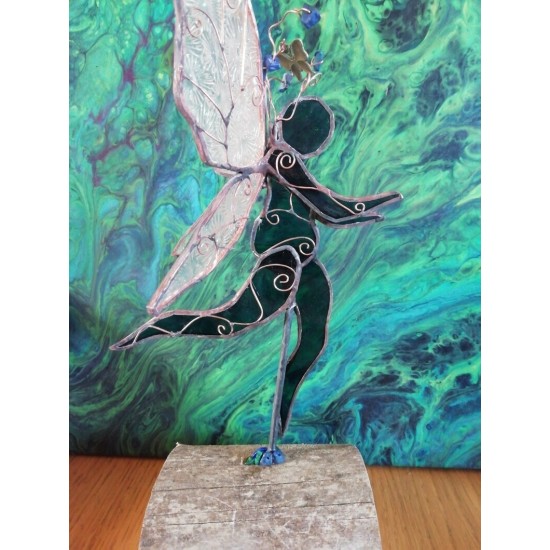 Stained Glass Fairy Sculpture with crystals set of 3