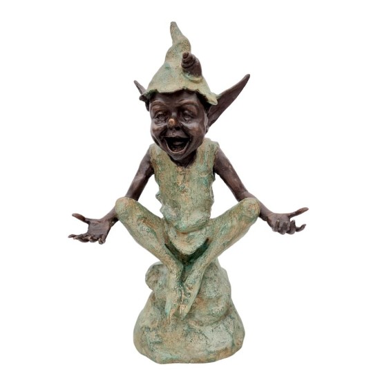 Bronze garden gnome - Pixie - Garden fairy in bronze - Bronze garden sculpture