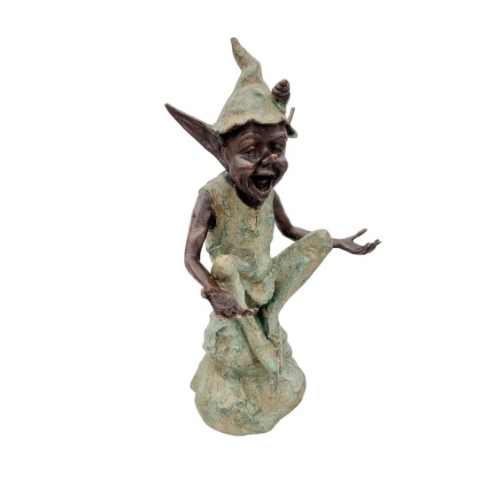 Bronze garden gnome - Pixie - Garden fairy in bronze - Bronze garden sculpture