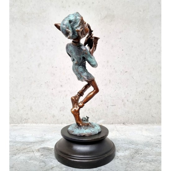 Collection of four bronze gnomes - Forest fairies - Leprechaun characters - Bronze gift idea