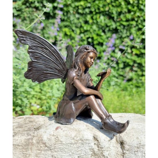 Bronze garden fairy - little bronze elf - Bronze fairy - Gift figures