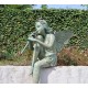 Bronze fairy with flute - Garden art - Bronze outdoor statues - Romantic garden