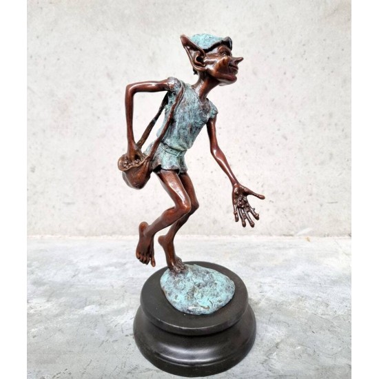 Collection of four bronze gnomes - Forest fairies - Leprechaun characters - Bronze gift idea