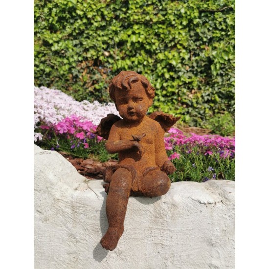 Antique garden sculpture of an Angel (boy) - Sitting model
