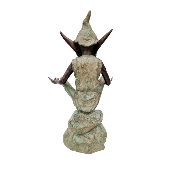 Bronze garden gnome - Pixie - Garden fairy in bronze - Bronze garden sculpture