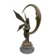 Amazing bronze sculpture of a bronze fairy sitting on the moon