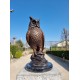 Bronze owl on marble base - Owl sculpture - Bronze owl