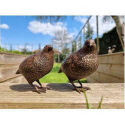 Pair of bronze birds - Garden  ornaments - Bronze quail