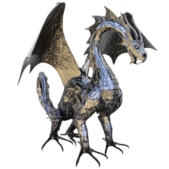 6 ft. Tall Large Metal Dragon Statue