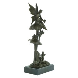 Large Bronze Fairies on Mushrooms Statue Bronze Fairies Sculpture Mythology Figurine Winged Fairy Art Bronze Art Sculpture Fairy Decoration