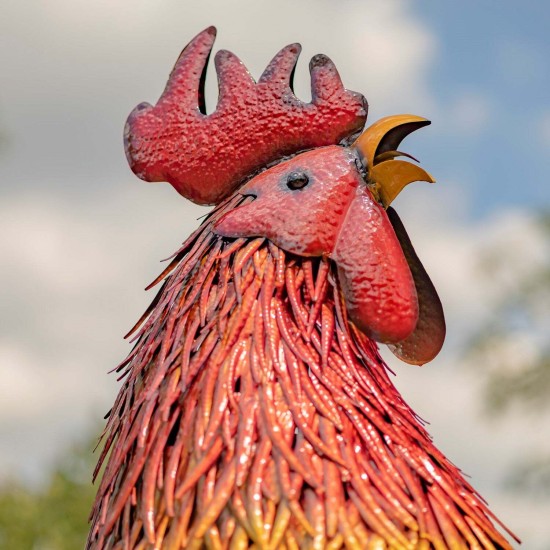 66.5" Colorful Iron Rooster Statue