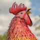 66.5" Colorful Iron Rooster Statue