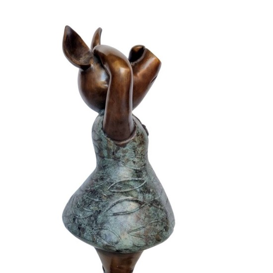 Large Bronze Pig - Dressed Standing Pig - Dancing Pig - Cute Female Pig