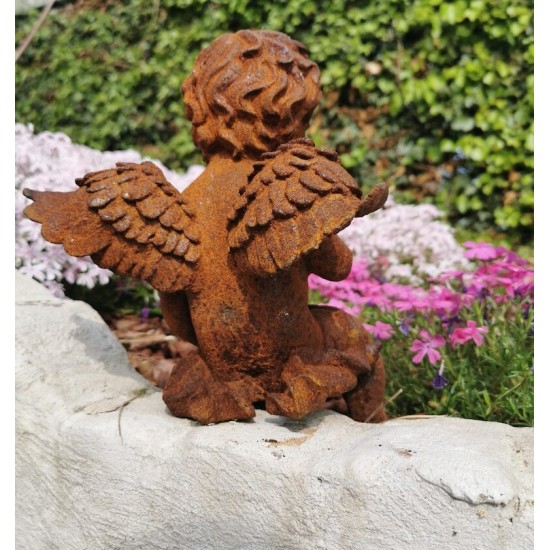 Antique garden sculpture of an Angel (boy) - Sitting model
