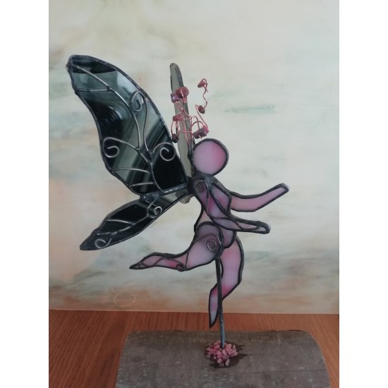 Stained Glass Fairy Sculpture with crystals set of 3