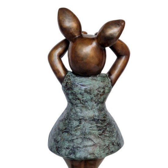 Large Bronze Pig - Dressed Standing Pig - Dancing Pig - Cute Female Pig