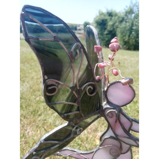 Stained Glass Fairy Sculpture with crystals set of 3