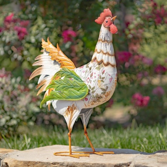 SET OF 6 ASSORTED IRON ROOSTER FIGURINES