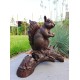 Bronze sculpture of a squirrel  on a stump - Garden decor - Bronze porch decor
