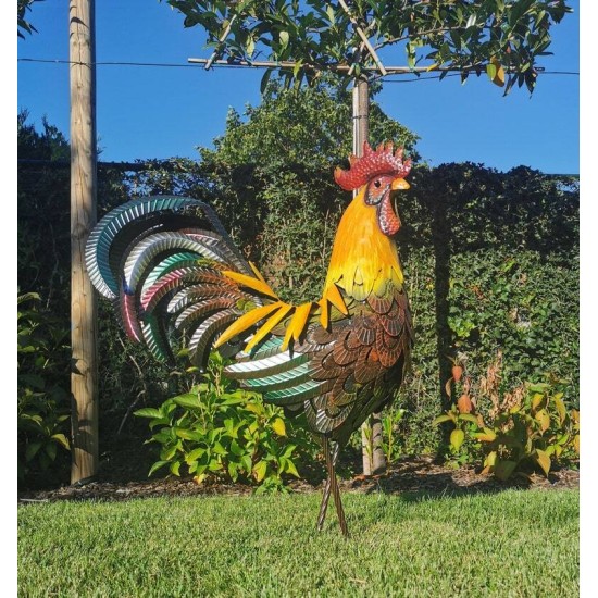 Large iron rooster - Decorative Rooster - Metal garden animals - Garden and patio inspiration
