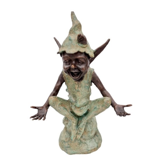 Bronze garden gnome - Pixie - Garden fairy in bronze - Bronze garden sculpture