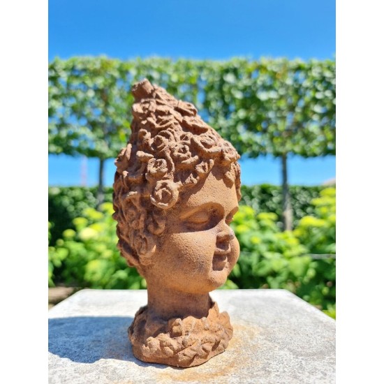 Cast Iron Garden Ornament - Forest Elf - Pixie of the Woods - Child's Head - Magical Garden Design