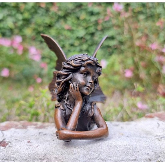 Bronze Fairy - Cute Bronze Elf - Home and Garden Ornaments - Dreaming Fairy / Pixie