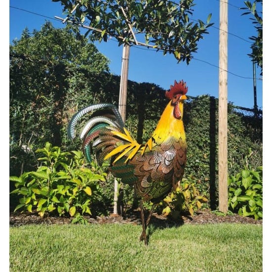 Large iron rooster - Decorative Rooster - Metal garden animals - Garden and patio inspiration