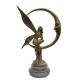 Amazing bronze sculpture of a bronze fairy sitting on the moon