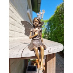 Lovely little garden fairy - Bronze figurine - Home and garden ornaments