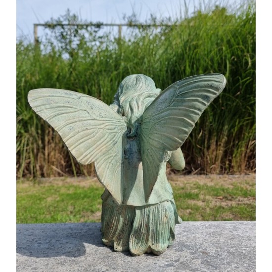 Bronze fairy with flute - Garden art - Bronze outdoor statues - Romantic garden