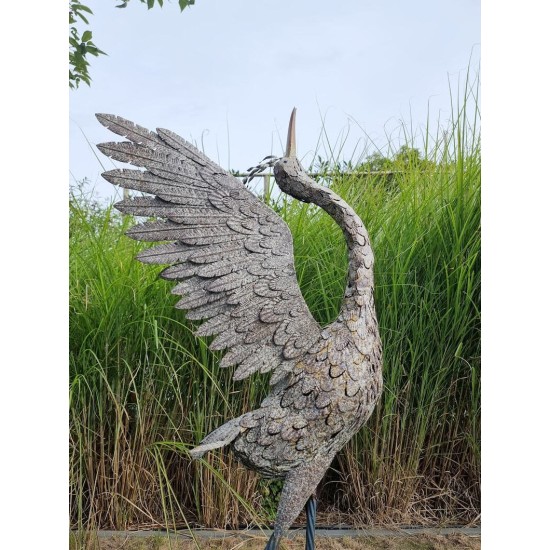 60" Extra Large Metal Heron Statue