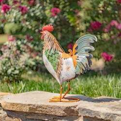 SET OF 6 ASSORTED IRON ROOSTER FIGURINES