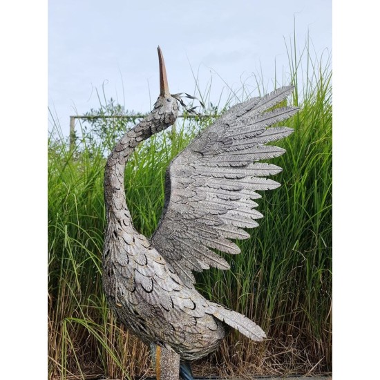 60" Extra Large Metal Heron Statue