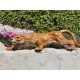 Amazing sculpture of a crawling panther - Colored cast iron