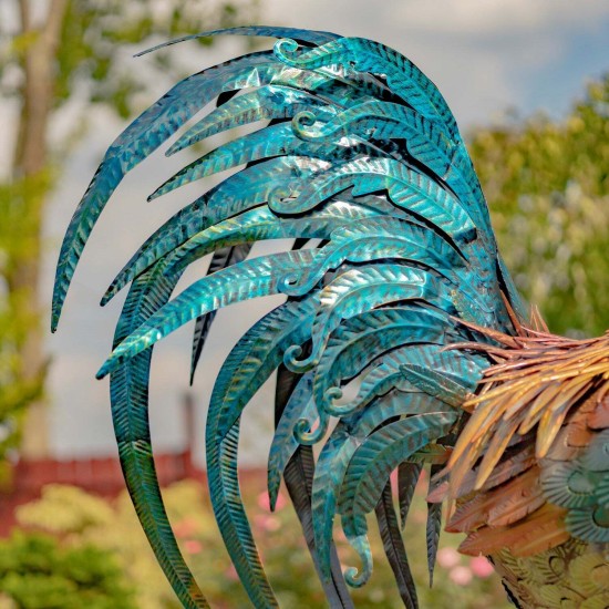 66.5" Colorful Iron Rooster Statue