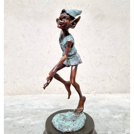 Collection of four bronze gnomes - Forest fairies - Leprechaun characters - Bronze gift idea