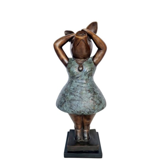 Large Bronze Pig - Dressed Standing Pig - Dancing Pig - Cute Female Pig