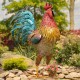 66.5" Colorful Iron Rooster Statue