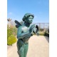 Large bronze angel - Bronze garden sculpture - Fairy with flute