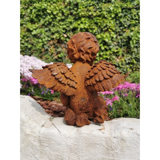 Antique garden sculpture of an Angel (boy) - Sitting model