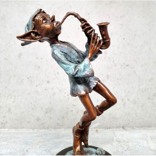 Collection of four bronze gnomes - Forest fairies - Leprechaun characters - Bronze gift idea